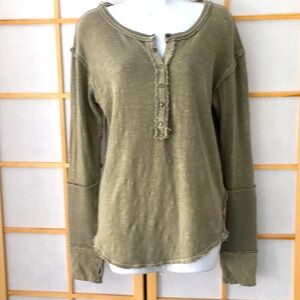 We The Free Snap Henley Top Raw Cut Trim